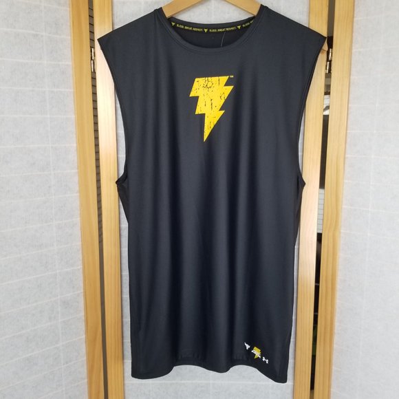 Under Armour Muscle Tank Tee Shirt Black Adam Compression Lightning Bolt XL NWT - Picture 1 of 10